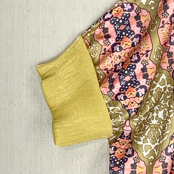 FloryDay~Kaftan/Maxi Dress~Pink w/Gold Metallic‎ Accents~Sz M - Picture 4 of 11